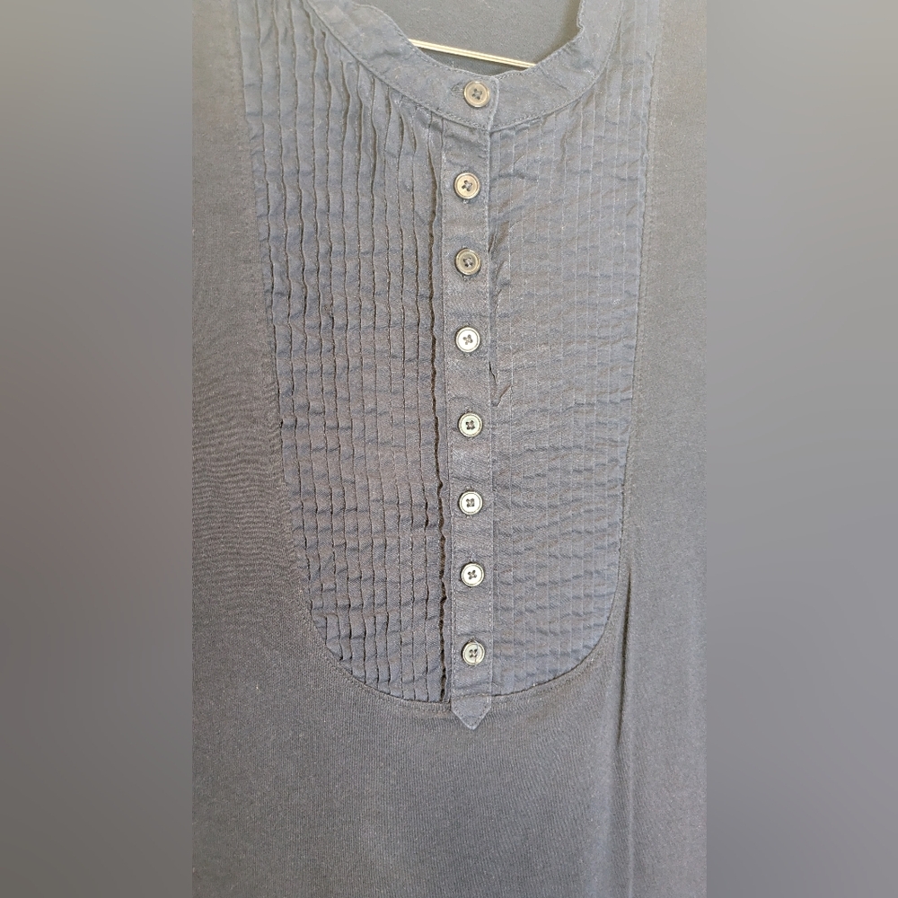 Talbots Navy Long-Sleeve Pintuck Henley Top - Picture 6 of 7